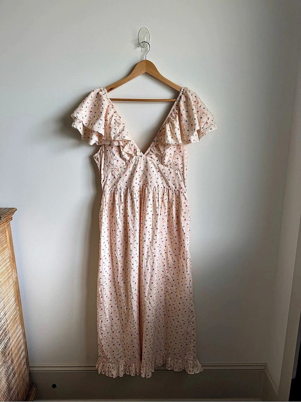 Christy Dawn The Pansy Dress Aster Garden Peach Floral Midi Dress Size XL